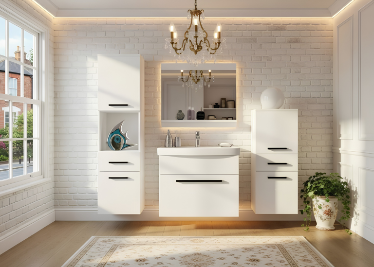 Meuble de salle de bain Belini blanc mat + lavabo + miroir Fabricant ROD M 5/0/W/W/0/ZW