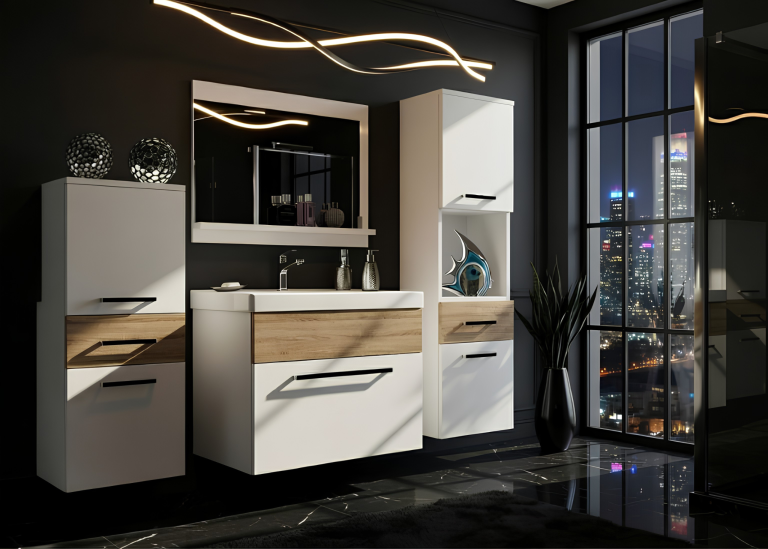 Meuble de salle de bain Belini blanc mat / chêne sonoma + lavabo + miroir Fabricant ROD M 5/0/W/WDS/0/ZW