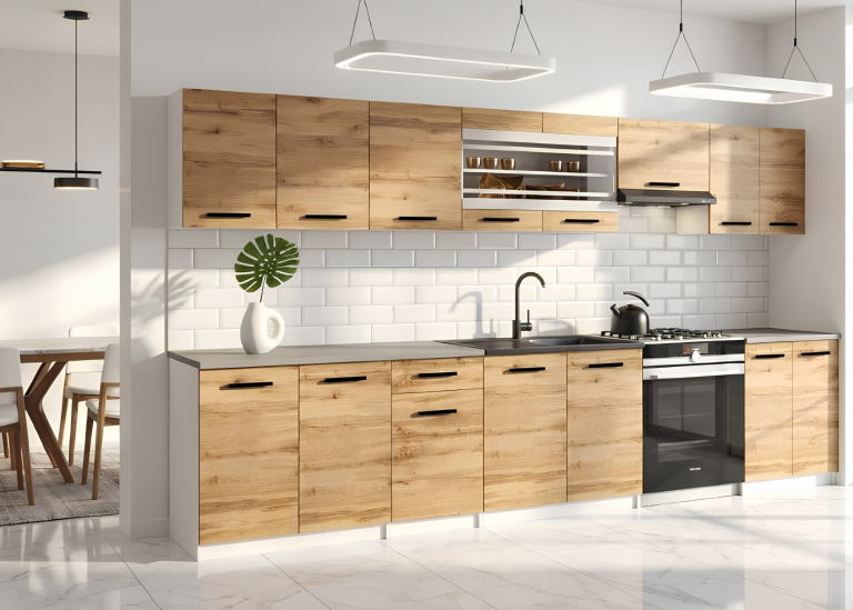 Meubles de cuisine 320 cm en chêne Wotan et chêne Sonoma avec plan de travail Fabricant TOR JULIA/4/WT/DW/0/B1