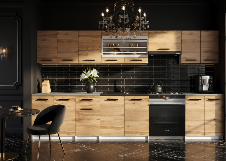 Meubles de cuisine 320 cm en chêne Wotan et chêne Sonoma avec plan de travail Fabricant TOR JULIA/4/WT/DW/0/B1