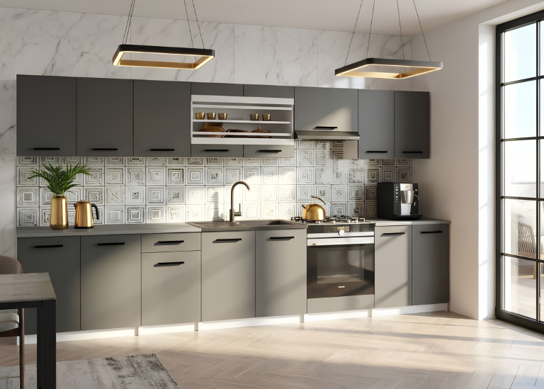 Meubles de cuisine 320 cm gris anthracite graphite avec plan de travail Fabricant TOR JULIA/4/WT/SR/0/B1