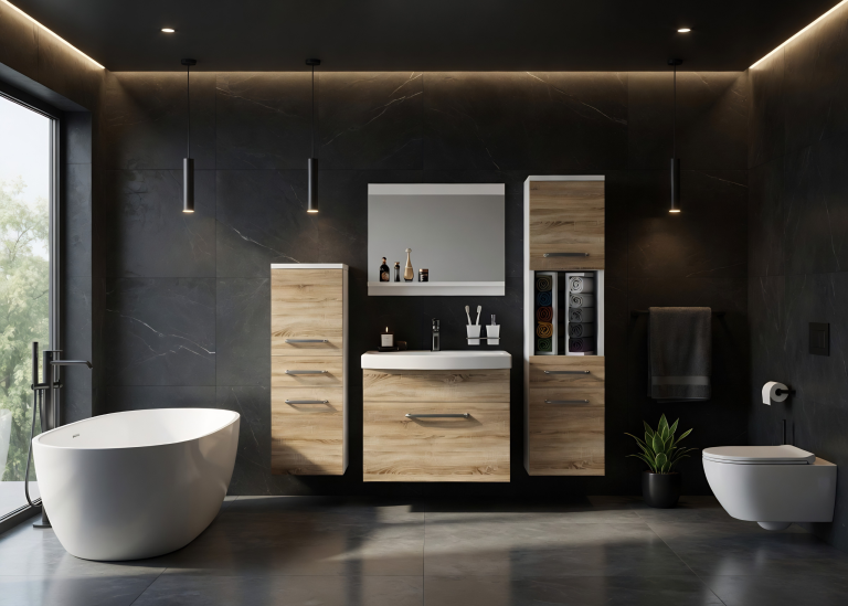 Meuble de salle de bain avec vasque et miroir chêne sonoma – Producteur ROD PRIMO M 5/0/W/DS/0/ZINC
