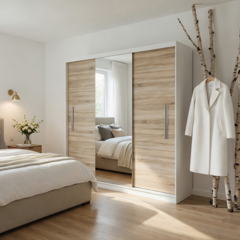 Armoire coulissante 200 cm PRIMO avec miroir chêne wotan / chêne sonoma – Producteur MES PRIMO SZP1/1/W/DS/0/AL