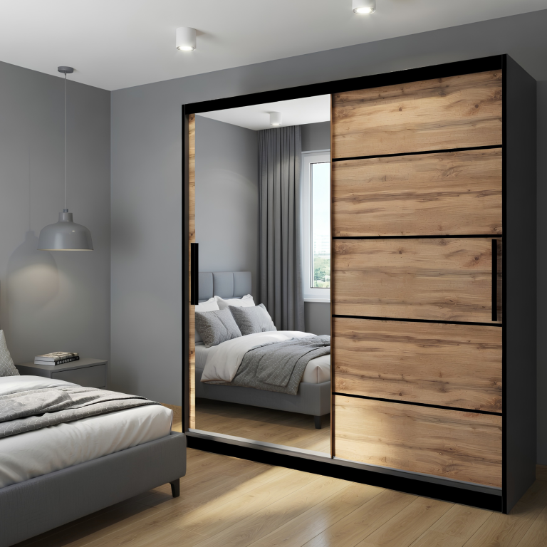Armoire coulissante 200 cm avec miroir chêne chêne wotan chêne sonoma Fabricant MZ SZP1/2/B/DW/0/BL