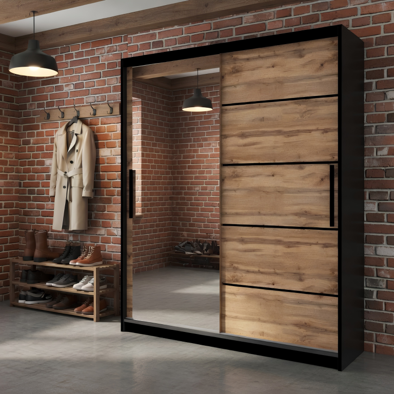 Armoire coulissante 133 cm avec miroir chêne chêne wotan chêne sonoma Fabricant MZ SZP2/2/B/DW/0/BL