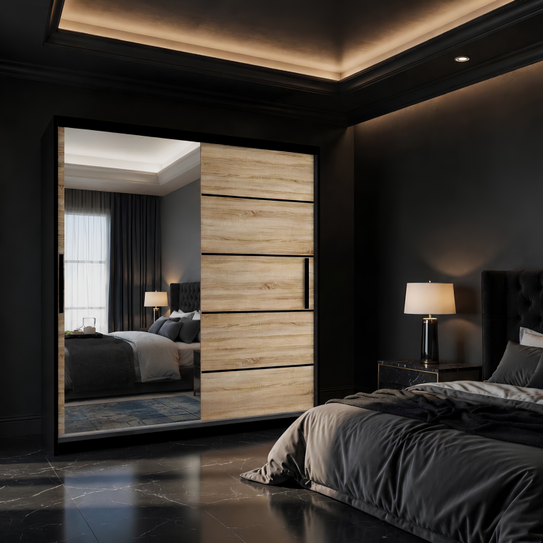 Armoire coulissante 158 cm avec miroir chêne chêne wotan chêne sonoma Fabricant MZ SZP3/1/B/DS/0/BL