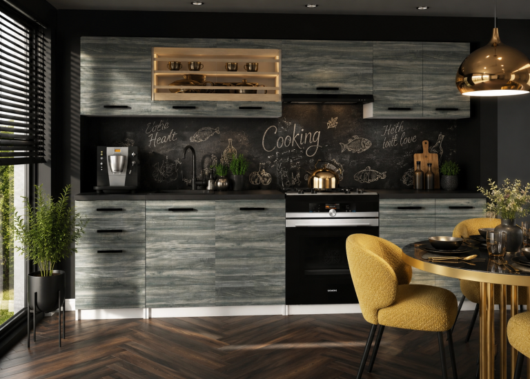 Meubles de cuisine 240 cm gris anthracite graphite avec plan de travail Fabricant TOR MARIKA2/4/WT/GW1/0/B1