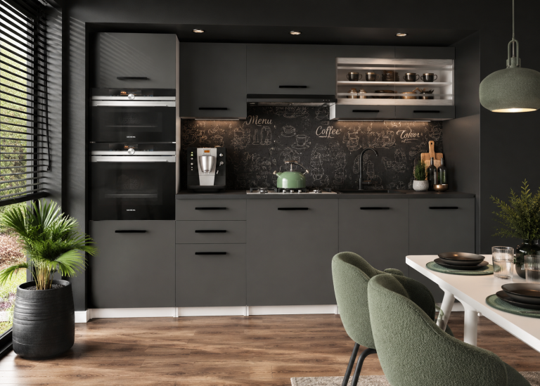 Meubles de cuisine 240 cm gris anthracite graphite avec plan de travail Fabricant TOR PAULA2/4/WT/SR/0/B1
