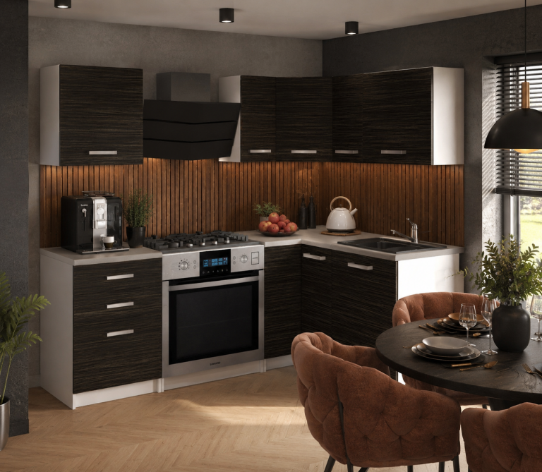 Meuble de cuisine 300 cm noir ébène foncé avec plan de travail Fabricant TOR JOWISZ/3/WT/HK/0/P