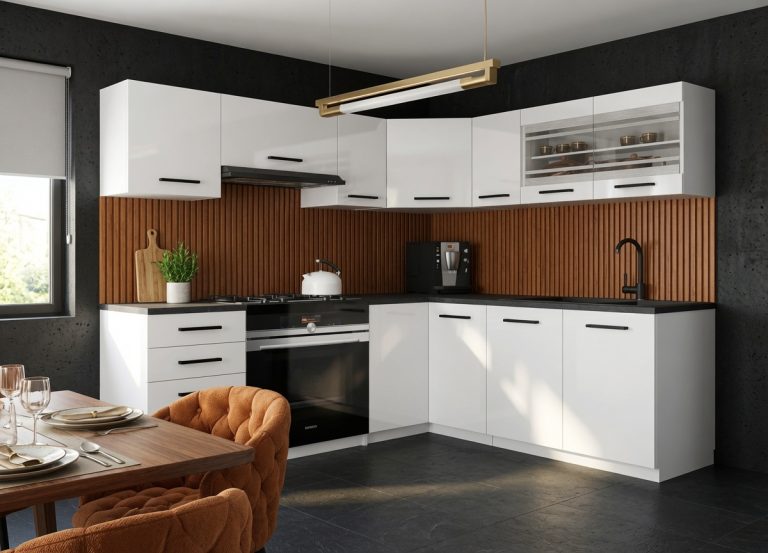 Meubles de cuisine 360 cm blanc mat avec plan de travail Fabricant TOR LIDIA2/4/WT/WT/0/B1