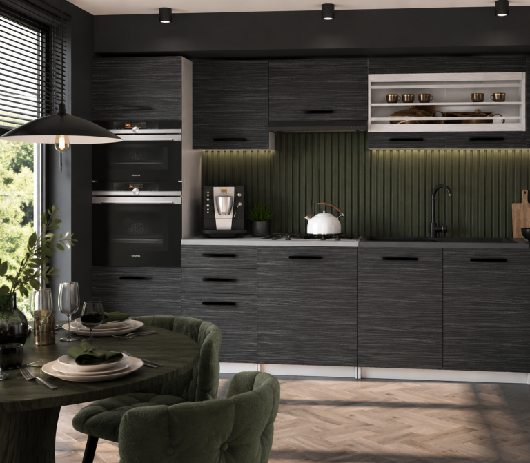 Meubles de cuisine 240 cm noir ébène foncé avec plan de travail Fabricant TOR PAULA2/4/WT/HK/0/B1