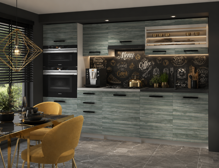 Meubles de cuisine 240 cm gris anthracite graphite avec plan de travail Fabricant TOR PAULA2/4/WT/GW1/0/B1
