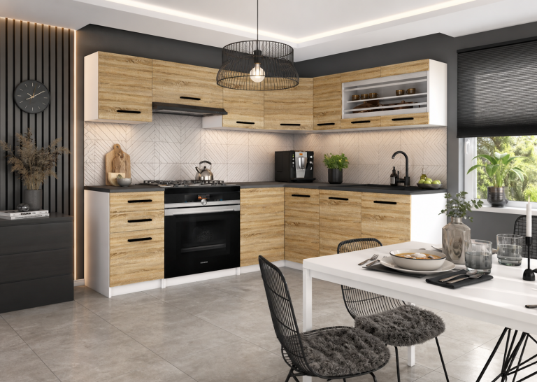 Meuble de cuisine 360 ​​cm chêne wotan chêne sonoma avec plan de travail Fabricant TOR LIDIA2/4/WT/DS/0/B1