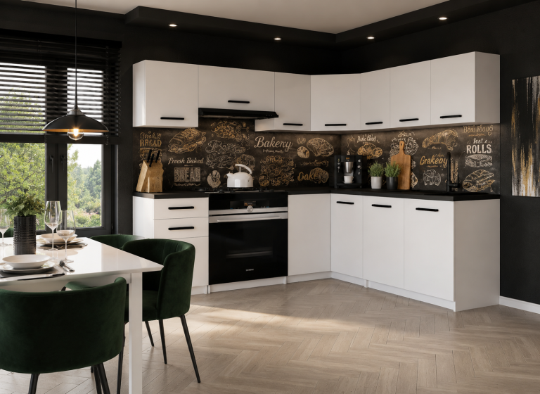 Meubles de cuisine 360 cm blanc mat avec plan de travail Fabricant TOR LIDIAUNIQA2/4/WT/WT/0/B1