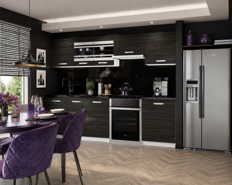 Meuble de cuisine 240 cm noir ébène foncé avec plan de travail Fabricant TOR MARIKA/4/WT/HK/0/F
