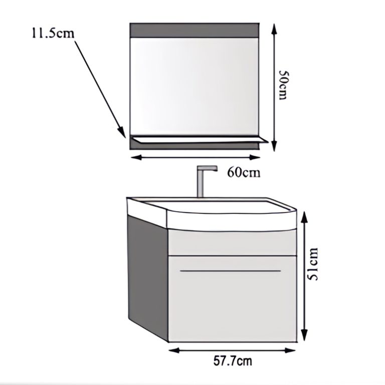 Meubles de salle de bains avec miroir, finition chêne Sonoma – Déstockage DALLAS M 1/0/DS/DS/0/ZW