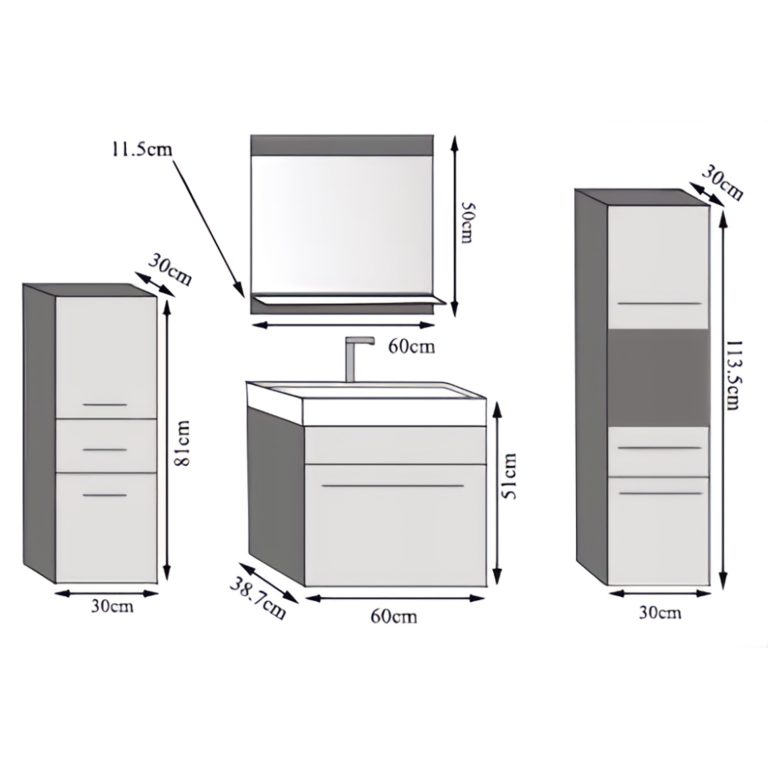 Meuble de salle de bain Belini gris mat + lavabo + miroir Fabricant ROD M 5/0/W/SR/0/ZW