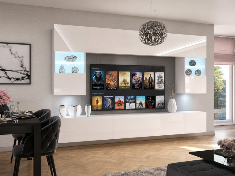Meuble TV/RTV 300 cm blanc brillant Fabricant IMP 1/5/W/W/0/0