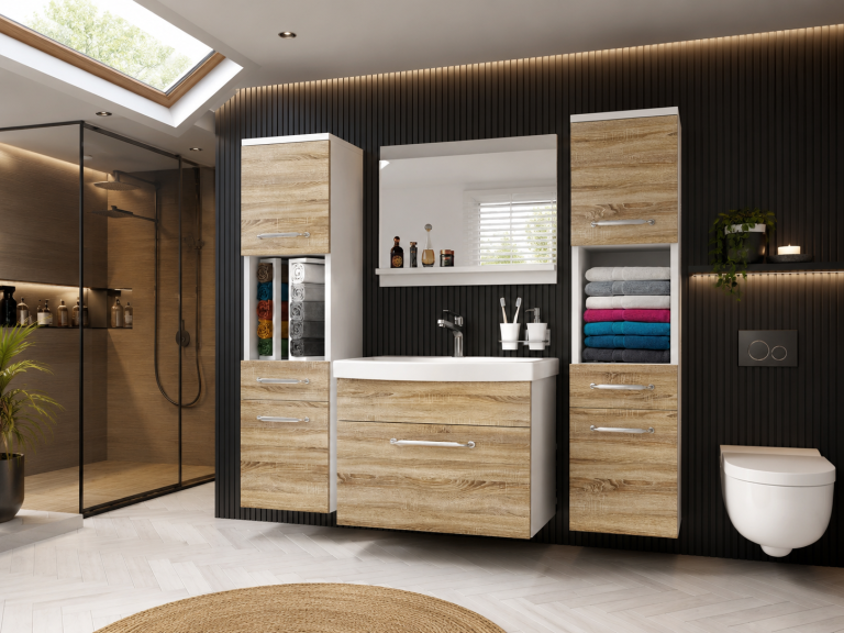 Meuble de salle de bain avec vasque et miroir chêne sonoma – Producteur ROD PRIMO M 6/0/W/DS/0/ZINC