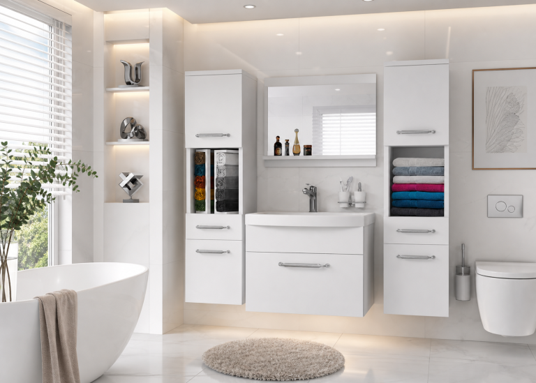 Meuble de salle de bain avec vasque et miroir blanc mat – Producteur ROD PRIMO M 6/0/W/W/0/ZINC