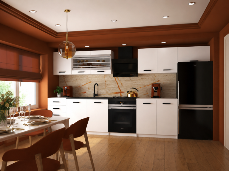 Meubles de cuisine 240 cm blancs mat avec plan de travail Fabricant TOR ELLA2/3/WT/WT/0/B1