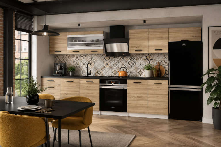 Meubles de cuisine 240 cm en chêne chêne wotan chêne sonoma avec plan de travail Fabricant TOR ELLA2/4/WT/DS/0/B1