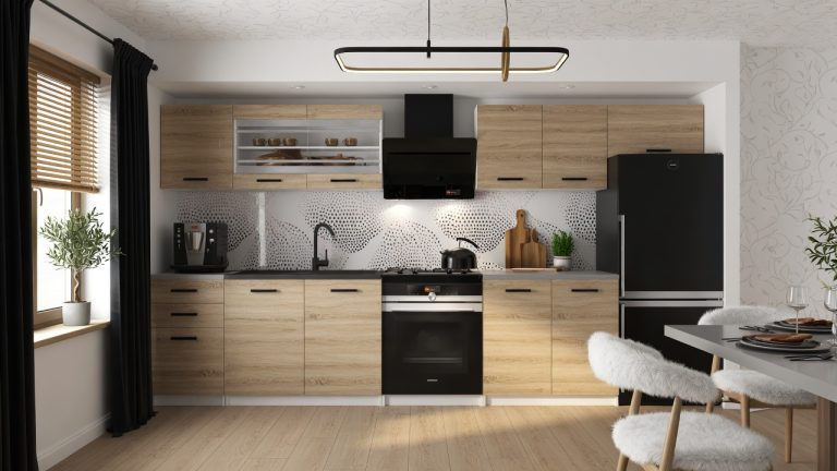 Meubles de cuisine 240 cm en chêne chêne wotan chêne sonoma avec plan de travail Fabricant TOR ELLA2/4/WT/DS/0/B1