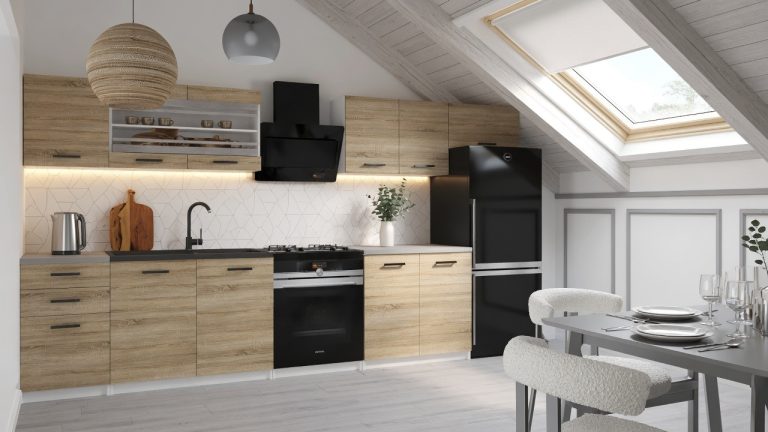 Meubles de cuisine 240 cm en chêne chêne wotan chêne sonoma avec plan de travail Fabricant TOR ELLA2/4/WT/DS/0/B1