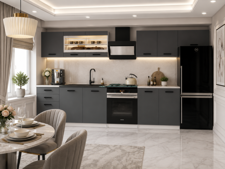 Meubles de cuisine 240 cm gris anthracite graphite avec plan de travail Fabricant TOR ELLA2/4/WT/SR/0/B1