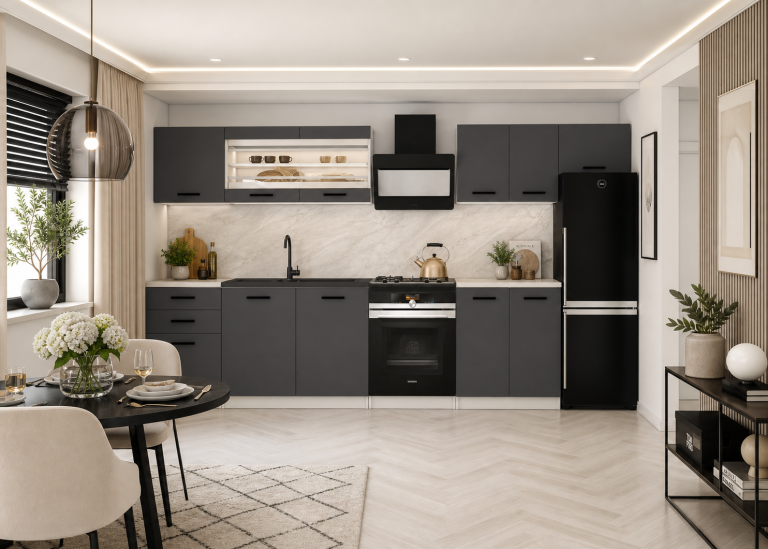 Meubles de cuisine 240 cm gris anthracite graphite avec plan de travail Fabricant TOR ELLA2/4/WT/SR/0/B1