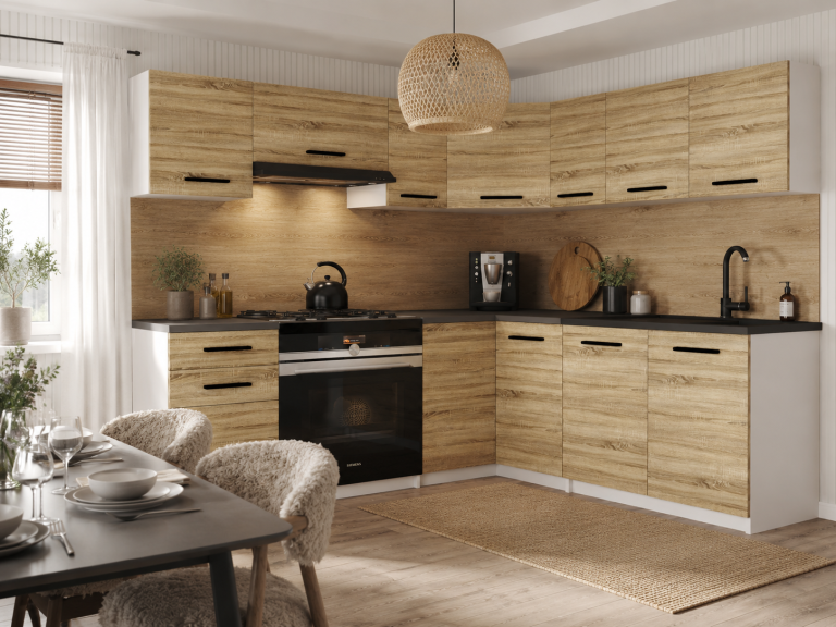 Meuble de cuisine 360 ​​cm chêne wotan chêne sonoma avec plan de travail Fabricant TOR LIDIAUNIQA2/4/WT/DS/0/B1