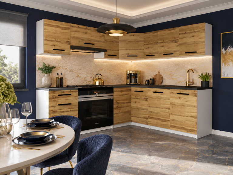 Meubles de cuisine 360 cm en chêne Wotan et chêne Sonoma avec plan de travail Fabricant TOR LIDIAUNIQA2/4/WT/DW/0/B1
