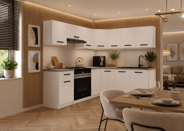 Meubles de cuisine 360 cm blanc mat avec plan de travail Fabricant TOR LIDIAUNIQA2/4/WT/WT/0/B1