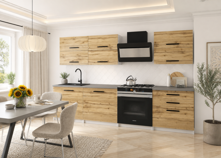 Meubles de cuisine 180 cm en chêne Wotan et chêne Sonoma avec plan de travail Fabricant TOR PRIMERA2/2/WT/DW/0/B1