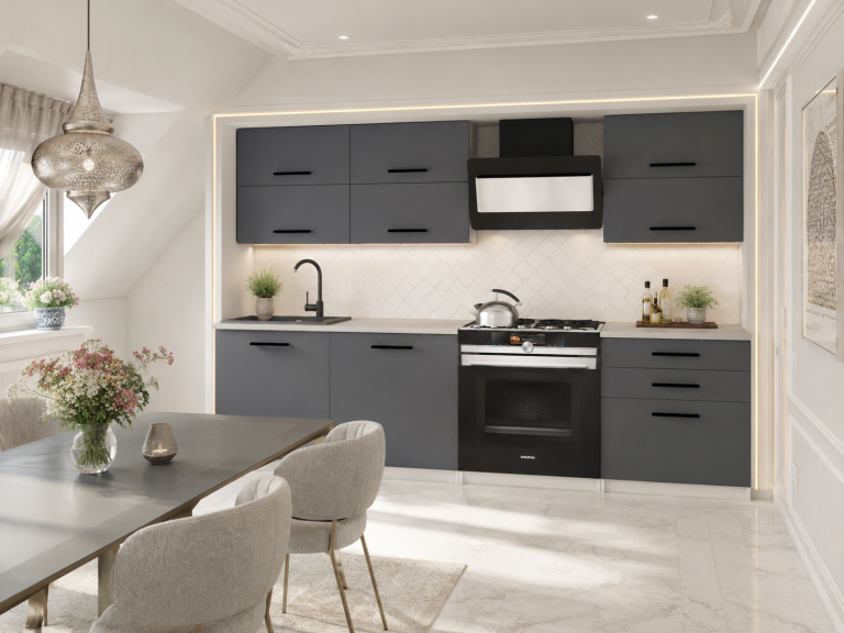Meubles de cuisine 180 cm gris anthracite graphite avec plan de travail Fabricant TOR PRIMERA2/3/WT/SR/0/B1
