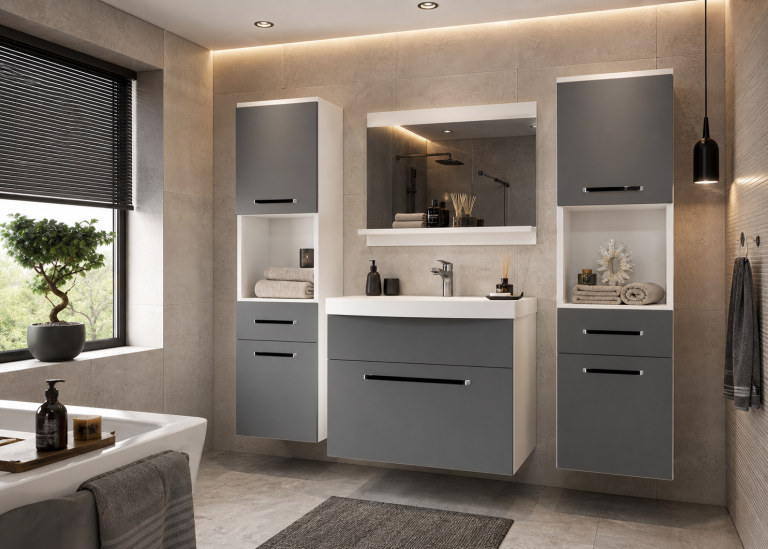 Meuble de salle de bain Belini gris mat + lavabo + miroir Fabricant ROD M 6/0/W/SR/0/ZW