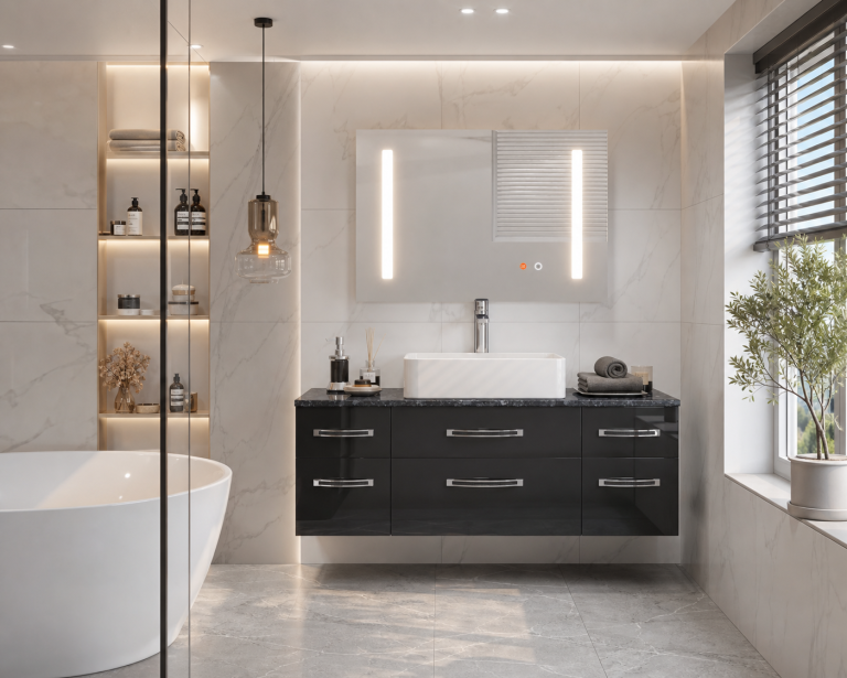 Ensemble de meubles de salle de bain Euphoria EUP P 120/0/W/B/0/BK/MB