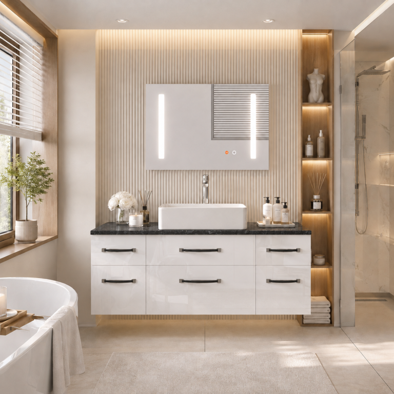 Ensemble de meubles de salle de bain Euphoria EUP P 120/0/W/W/0/BK/MB