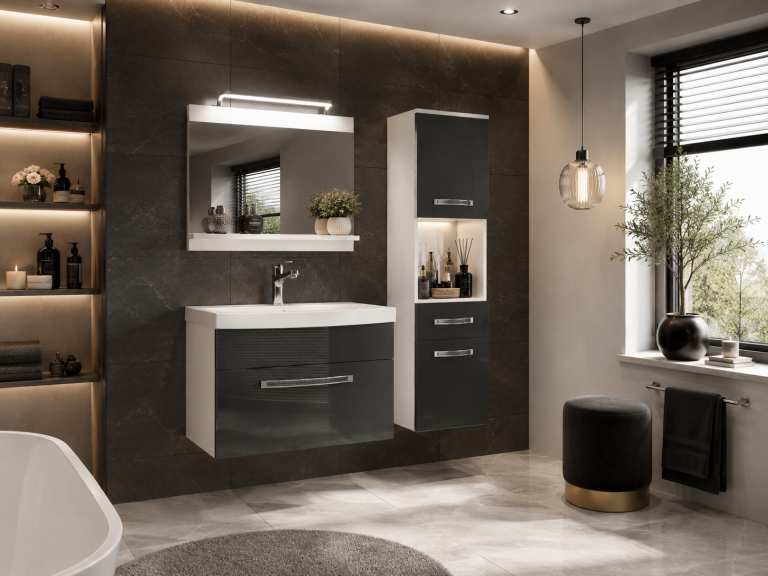 Ensemble de meubles de salle de bain Glamour 45 GLA P 3/0/W/S/0/MB/PP