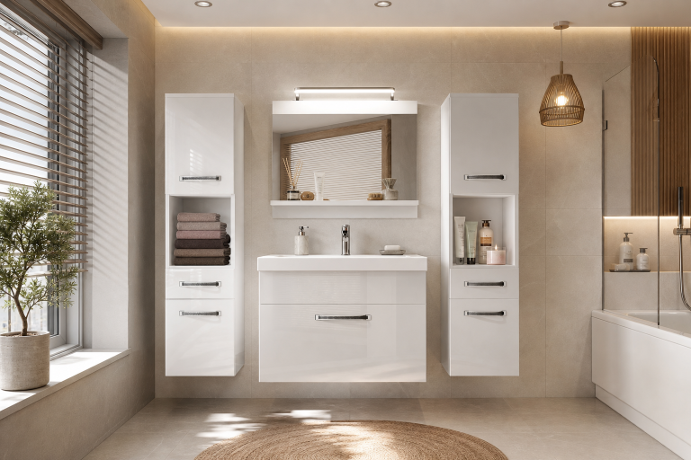 Ensemble de meubles de salle de bain Glamour 100 GLA P 6/0/W/W/0/MB/PP