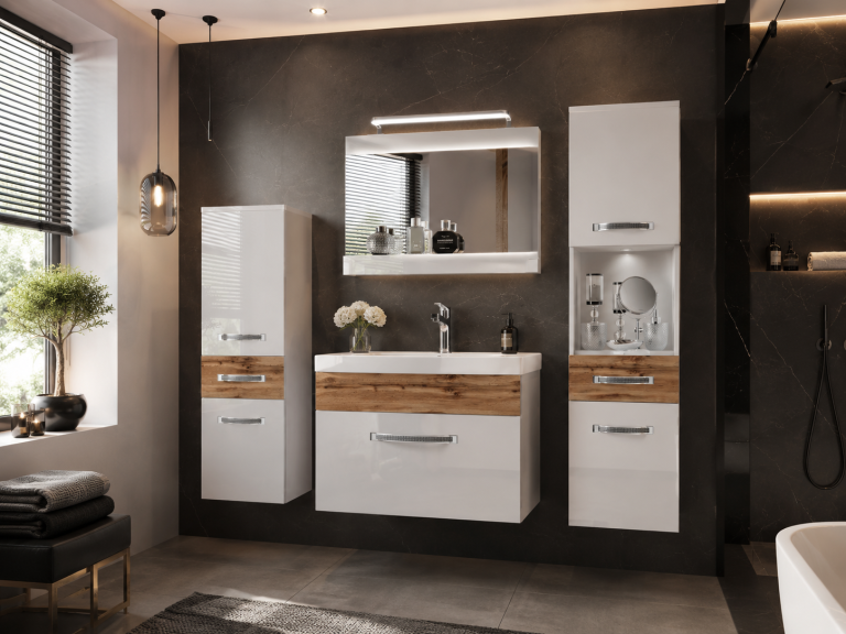 Ensemble de meubles de salle de bain Glamour 93 GLA PM 5/0/W/WDW/0/MB/PP