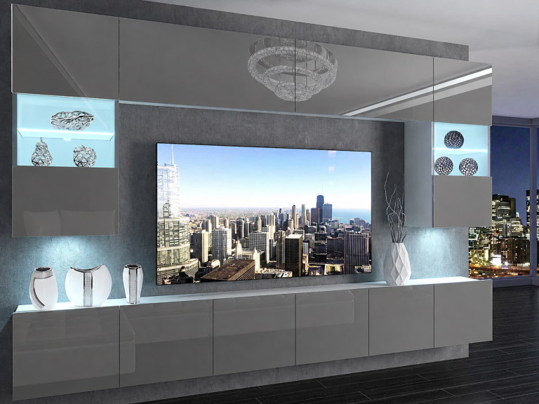 Meuble TV / meuble mural 300 cm gris brillant  Fabricant IMP 1/5/W/S/0/0