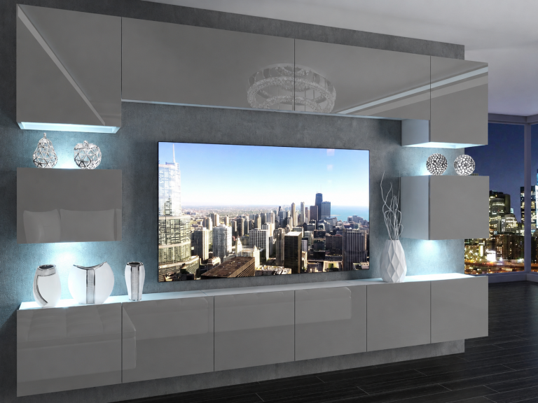 Meuble TV / meuble mural 300 cm gris brillant  Fabricant IMP 3/5/W/S/0/0