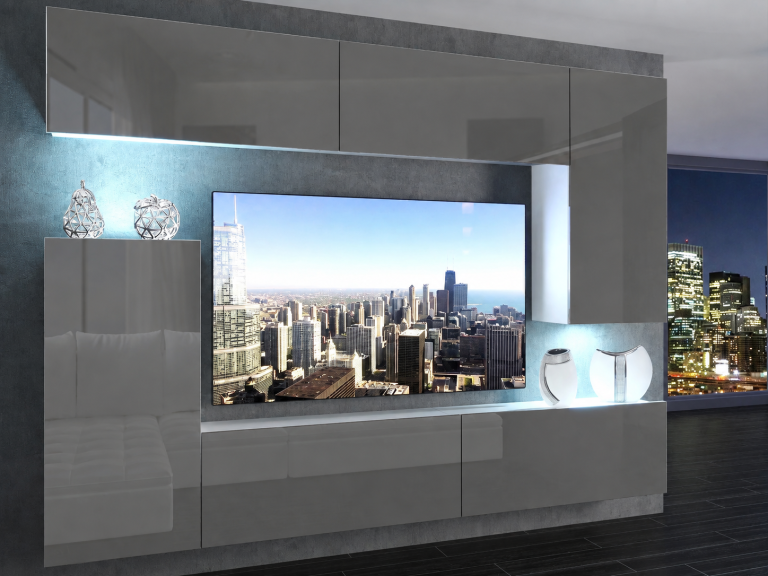 Meuble TV / meuble mural 250 cm gris brillant  Fabricant IMP 8/5/W/S/0/0