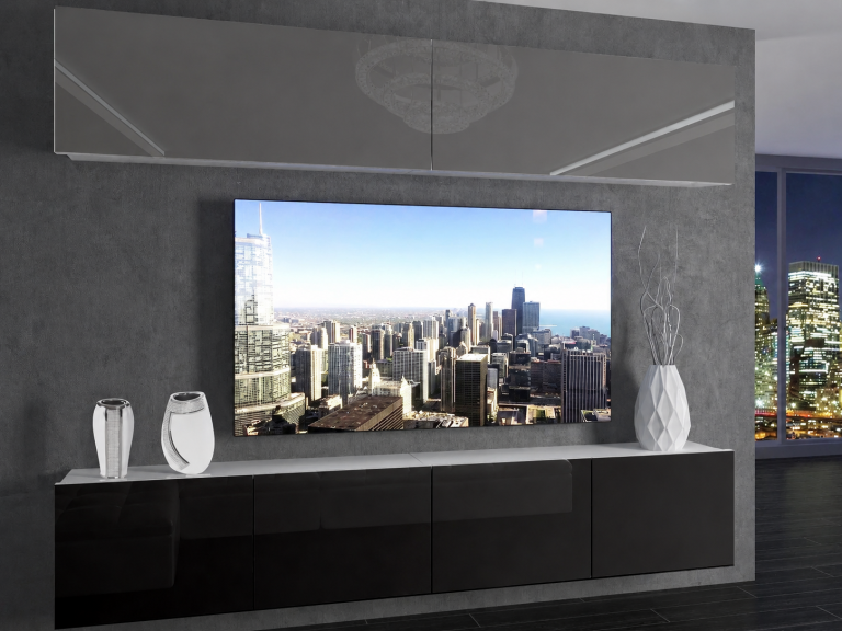 Meuble TV / meuble mural 200 cm gris brillant et noir brillant  Fabricant IMP 6/5/W/SB/0/0