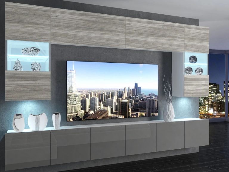 Meuble TV / meuble mural 300 cm gris anthracite et graphite brillant  Fabricant IMP 1/5/W/GW1S/0/0