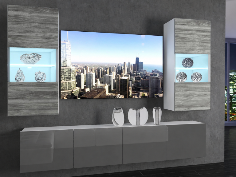 Meuble TV / meuble mural 200 cm gris anthracite et graphite brillant  Fabricant IMP 7/5/W/GW1S/0/0