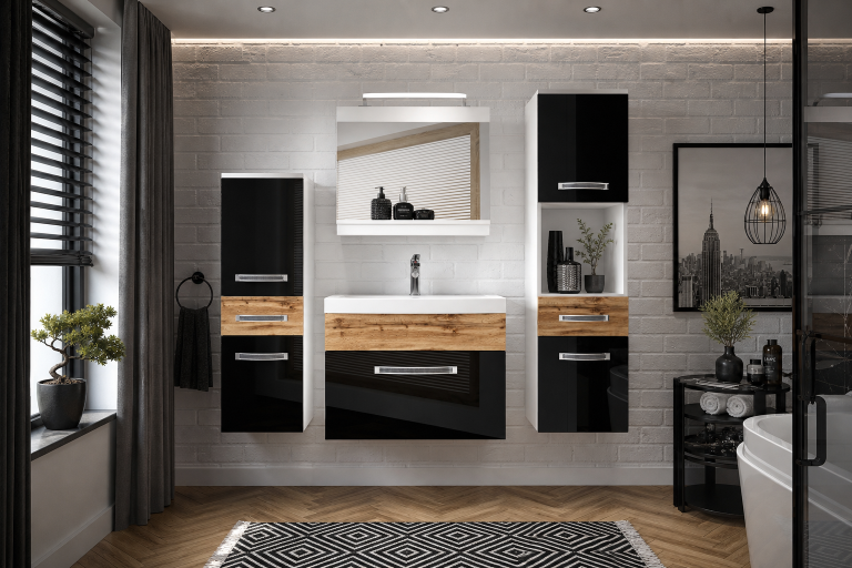 Ensemble de meubles de salle de bain Glamour 95 GLA PM 5/0/W/BDW/0/MB/PP