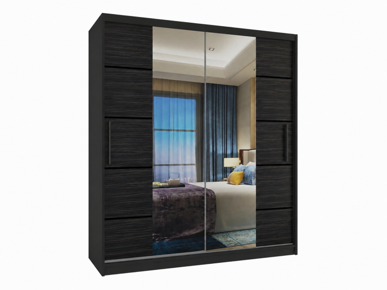 Armoire coulissante 133 cm PREMIUM AVEC TIROIRS, noire, ébène foncé  Fabricant ME SZP6/1/B/HK/0/KLP