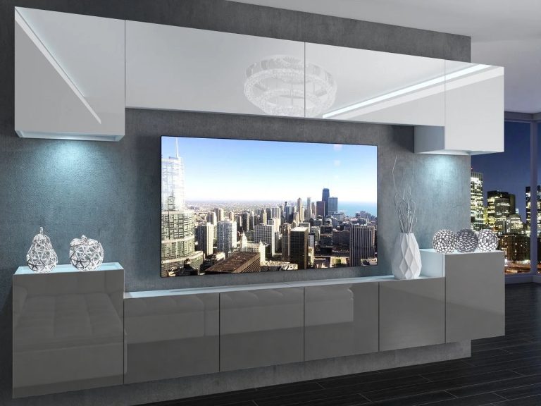 Meuble TV / meuble mural 300 cm blanc et gris  Fabricant IMP 4/5/W/WS/0/0